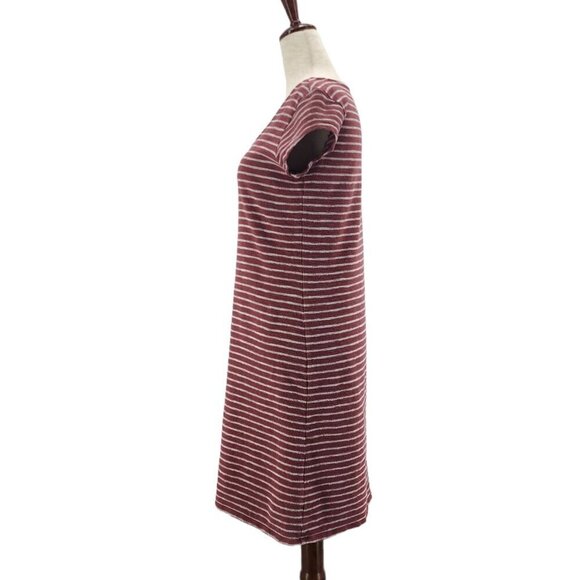 Garnet Hill Striped Maroon Gray Ribbed Knit Dress Womens XS - Picture 3 of 8
